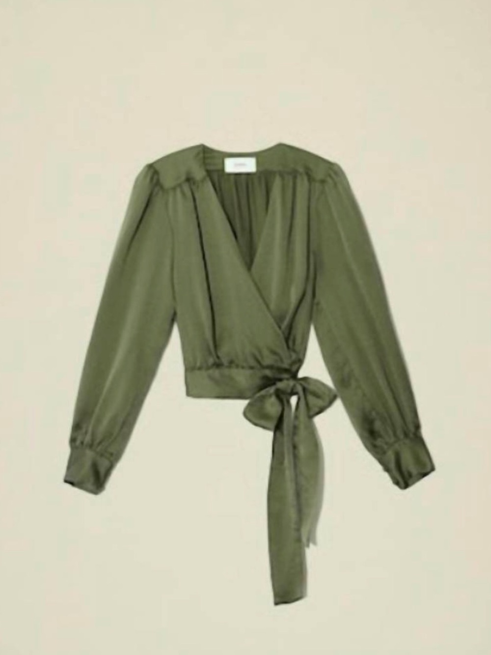 ·XiRENA· Green Serpentine Silk Charlotte Wrap Top Blouse Size Large